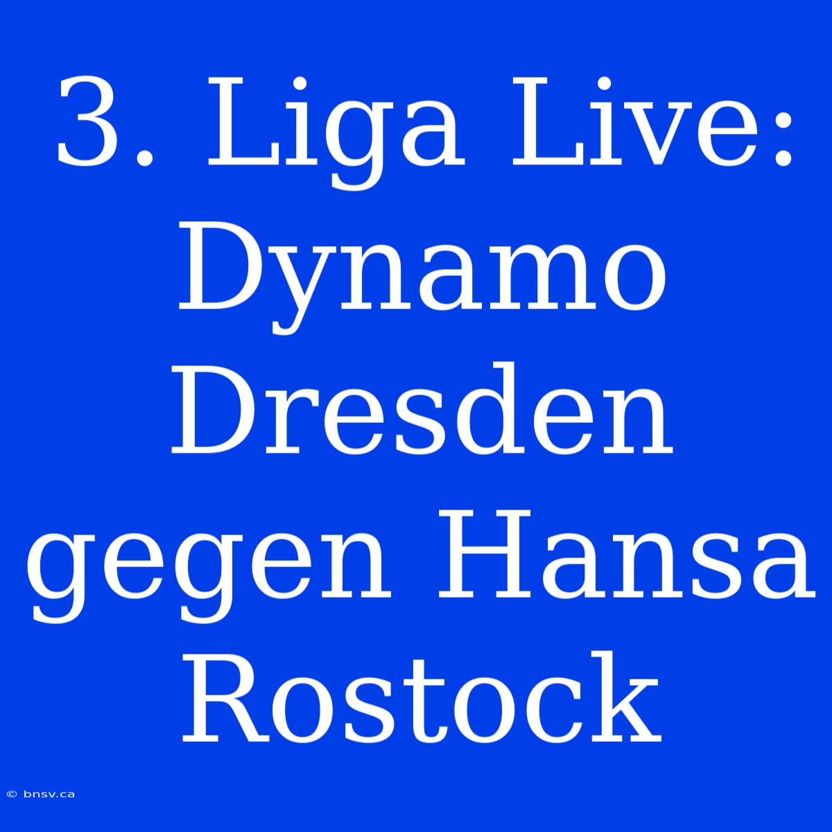 3. Liga Live: Dynamo Dresden Gegen Hansa Rostock