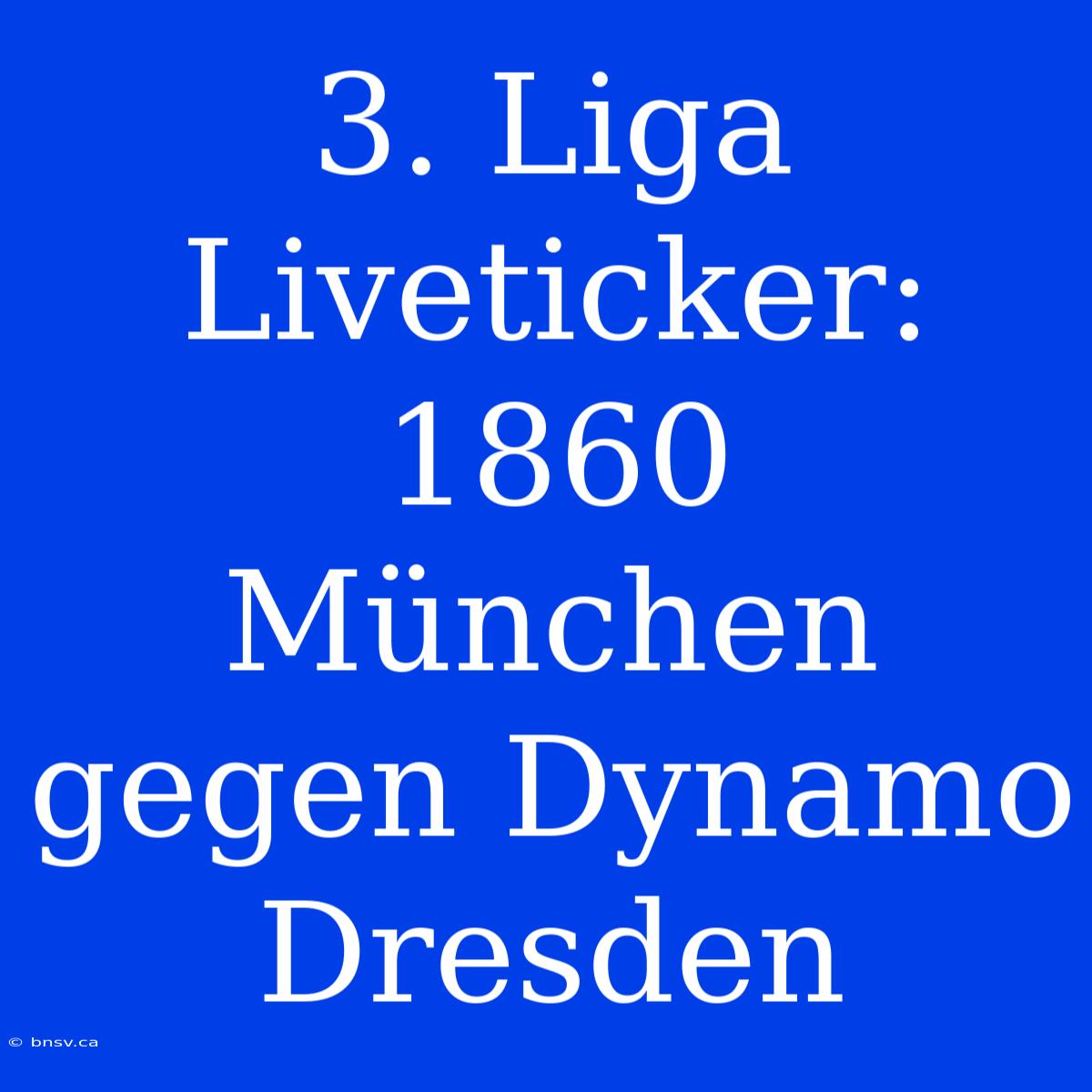 3. Liga Liveticker: 1860 München Gegen Dynamo Dresden