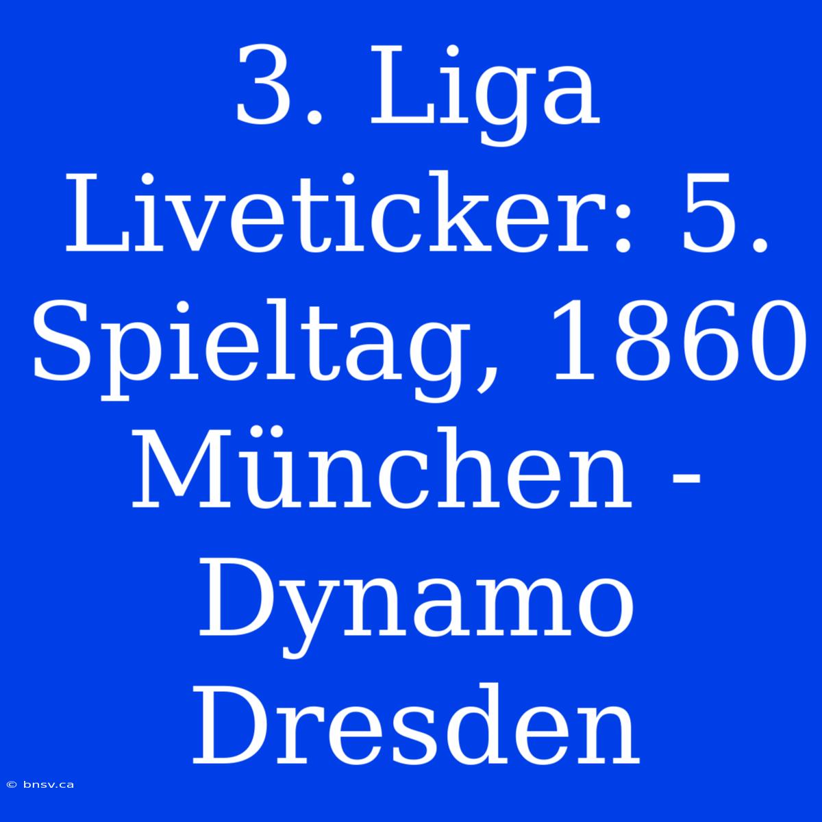 3. Liga Liveticker: 5. Spieltag, 1860 München - Dynamo Dresden