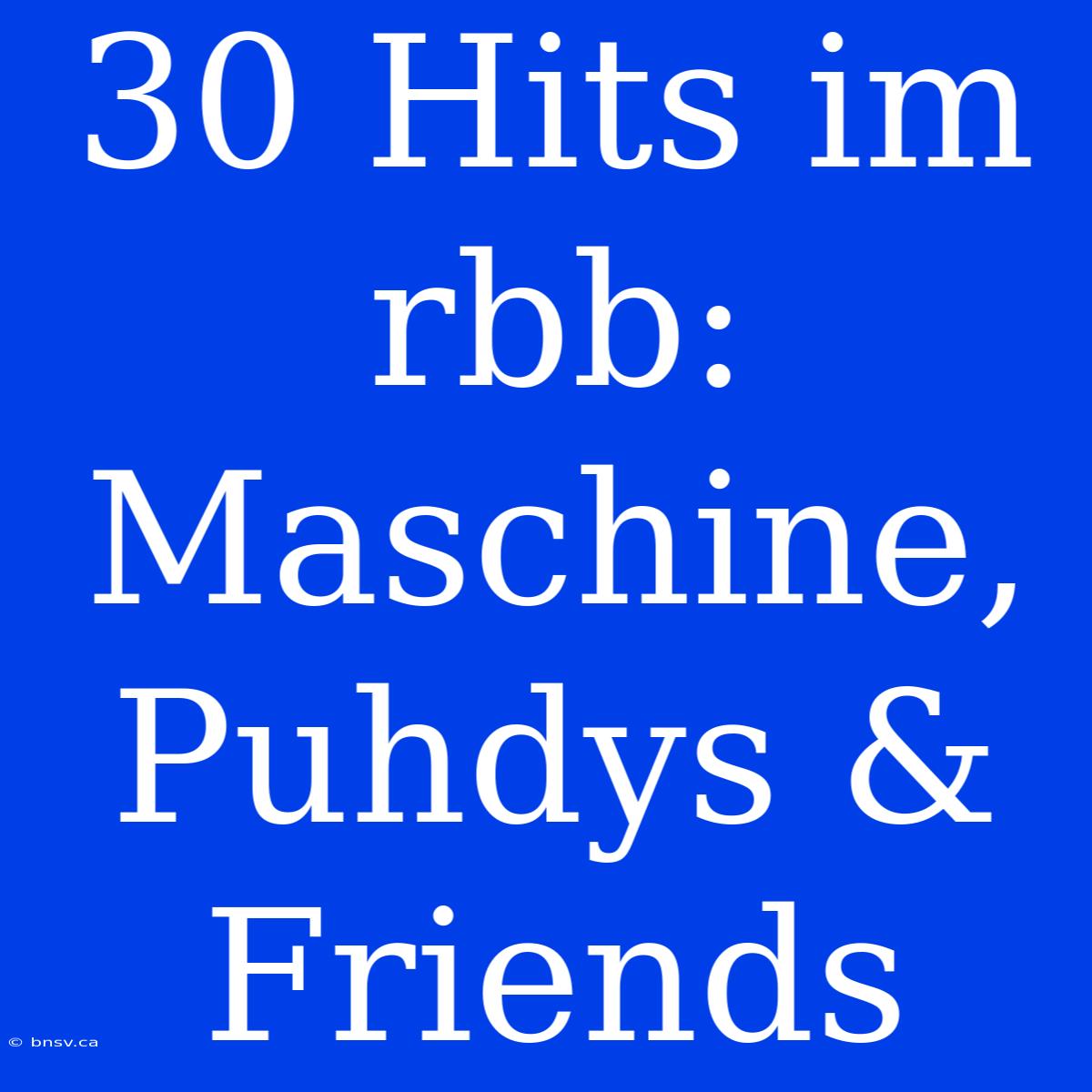 30 Hits Im Rbb: Maschine, Puhdys & Friends