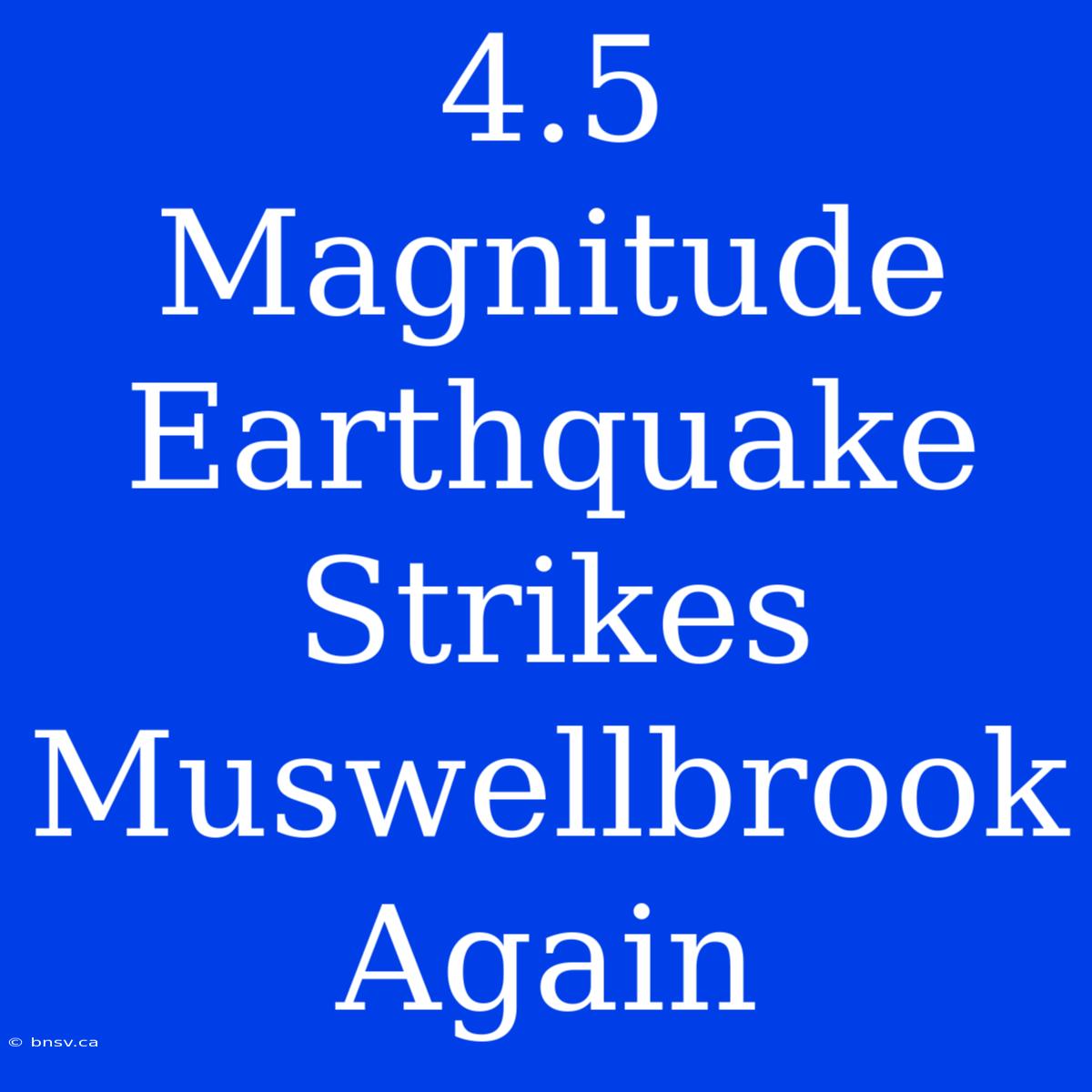 4.5 Magnitude Earthquake Strikes Muswellbrook Again