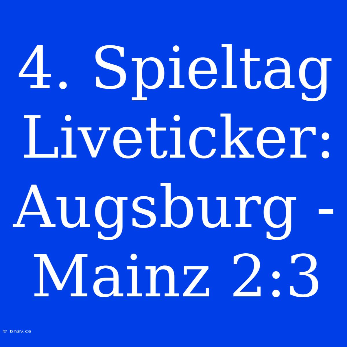 4. Spieltag Liveticker: Augsburg - Mainz 2:3