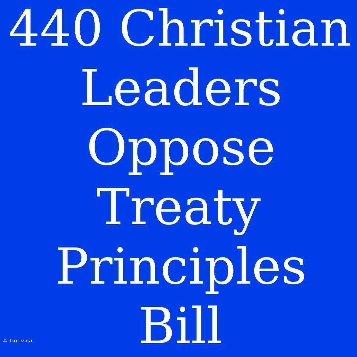 440 Christian Leaders Oppose Treaty Principles Bill