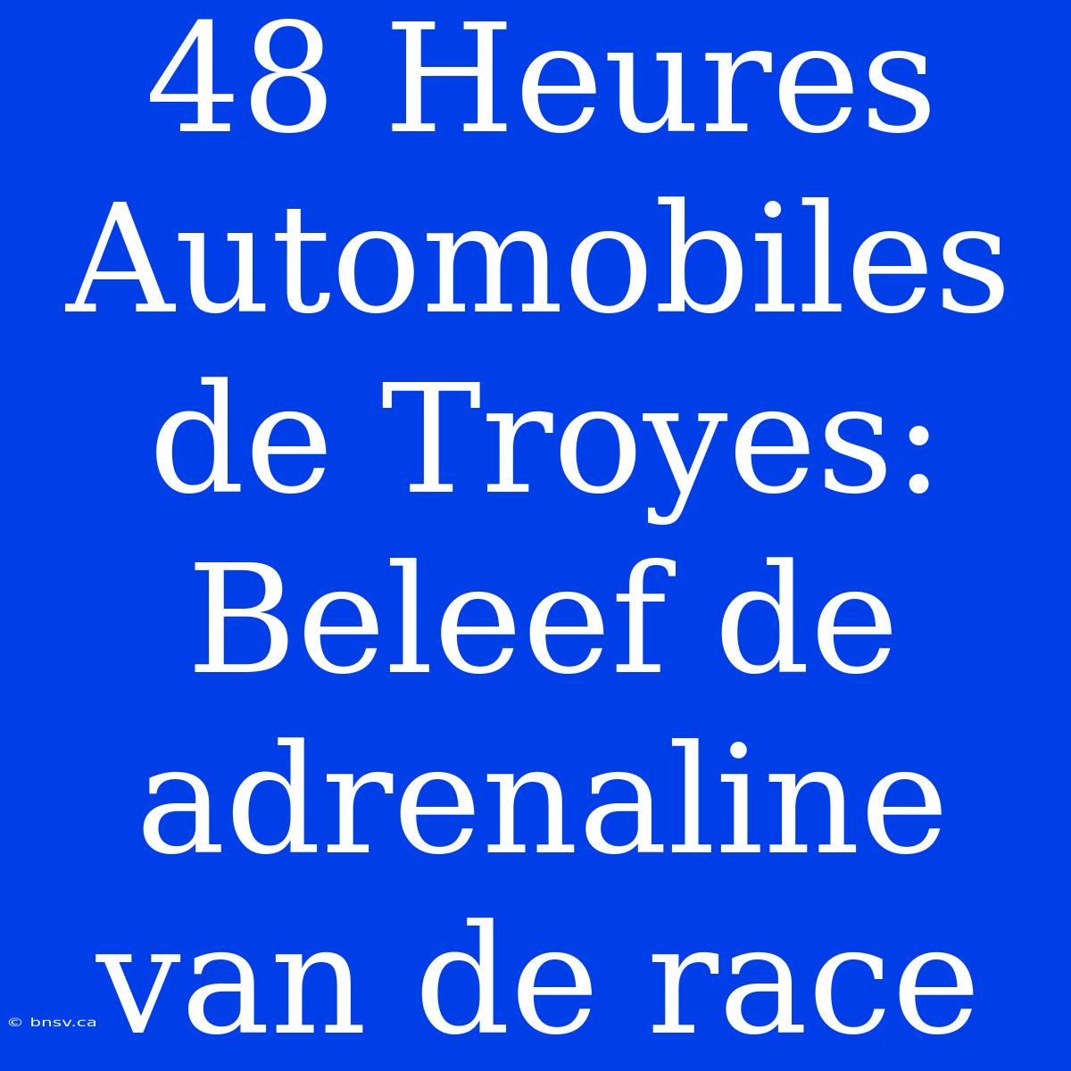 48 Heures Automobiles De Troyes: Beleef De Adrenaline Van De Race