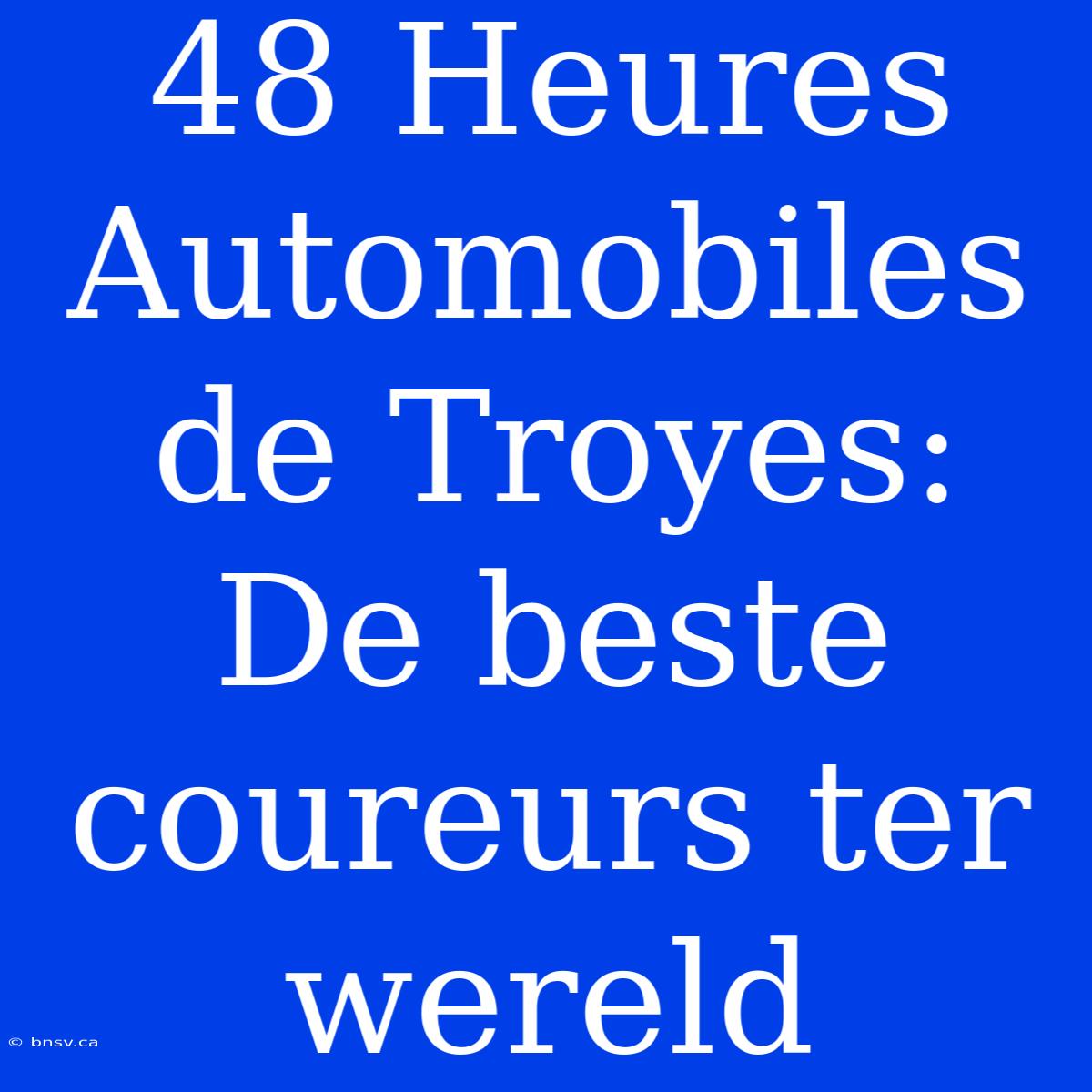 48 Heures Automobiles De Troyes: De Beste Coureurs Ter Wereld