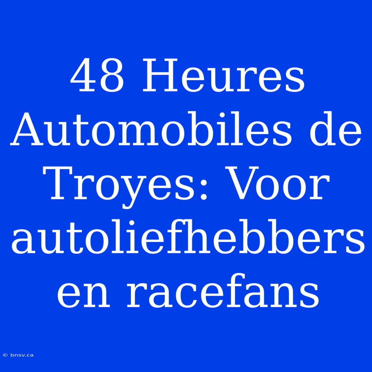 48 Heures Automobiles De Troyes: Voor Autoliefhebbers En Racefans