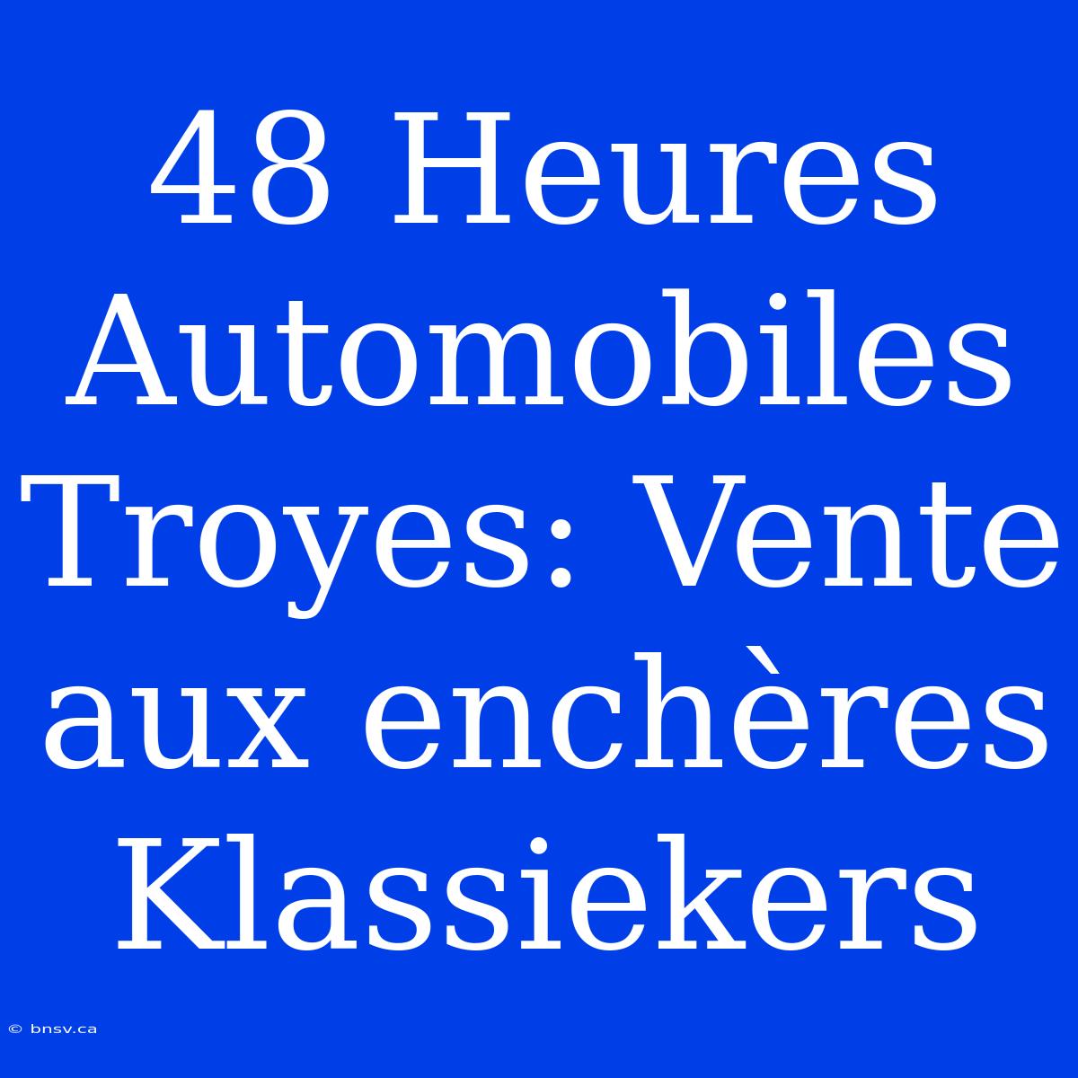 48 Heures Automobiles Troyes: Vente Aux Enchères Klassiekers