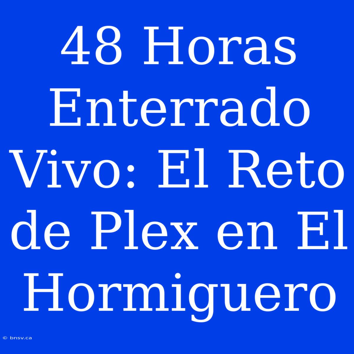 48 Horas Enterrado Vivo: El Reto De Plex En El Hormiguero