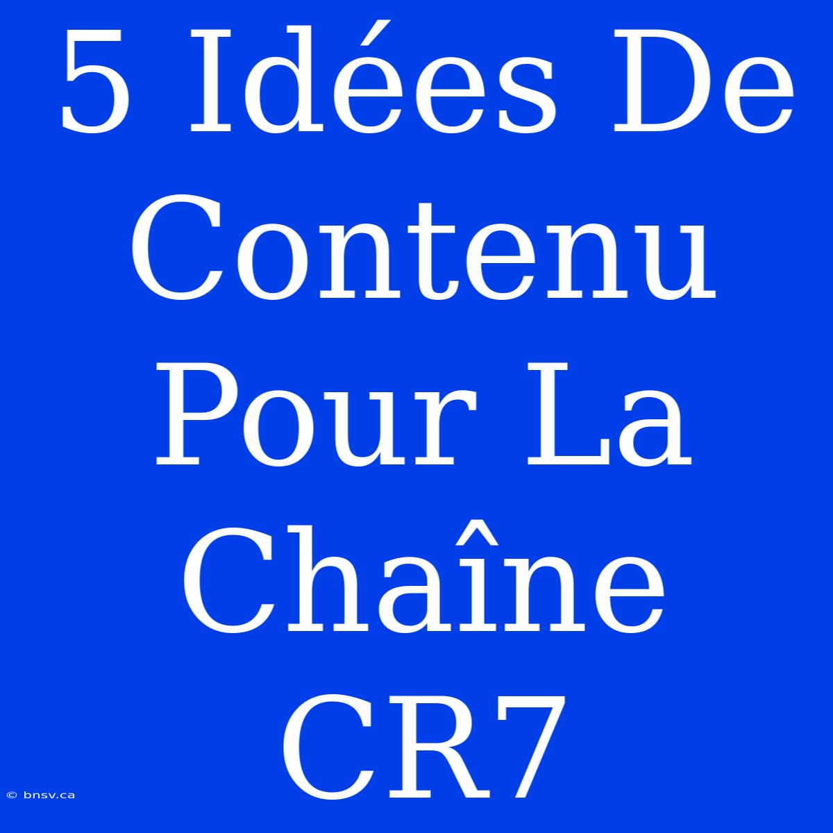 5 Idées De Contenu Pour La Chaîne CR7