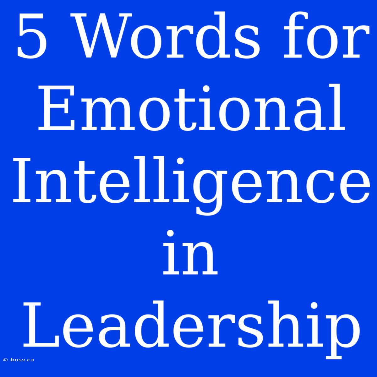 5 Words For Emotional Intelligence In Leadership