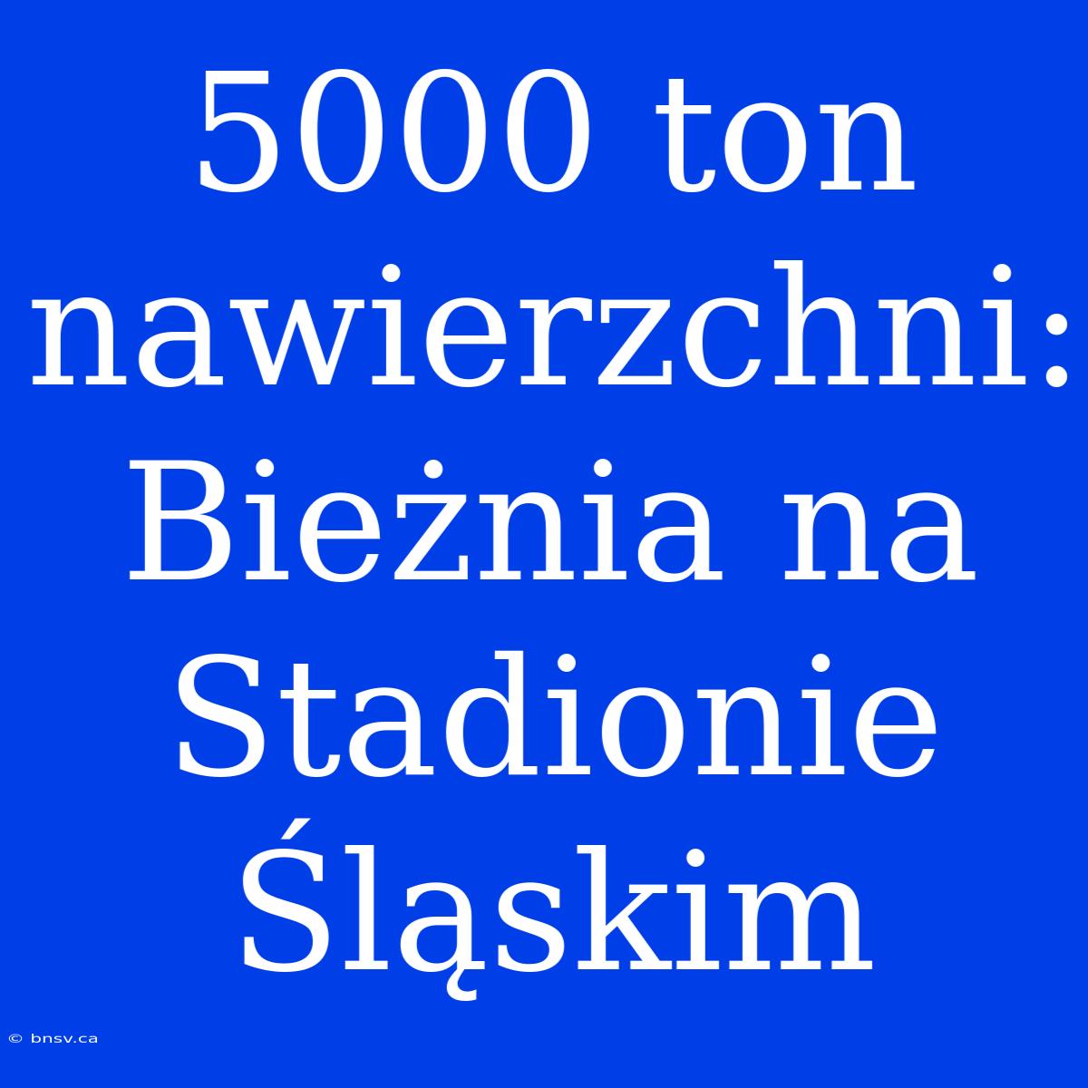 5000 Ton Nawierzchni: Bieżnia Na Stadionie Śląskim