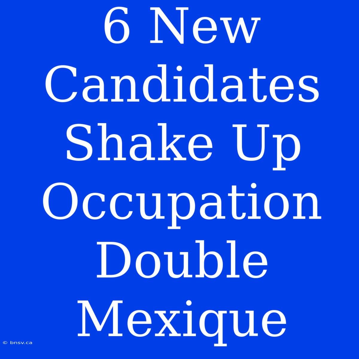 6 New Candidates Shake Up Occupation Double Mexique