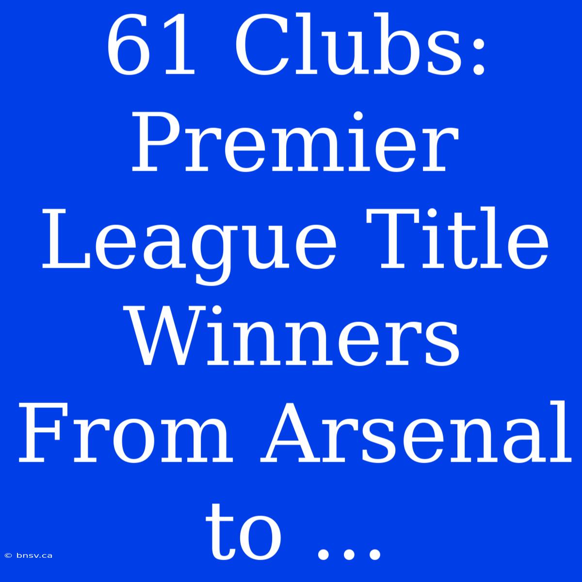 61 Clubs: Premier League Title Winners From Arsenal To ...