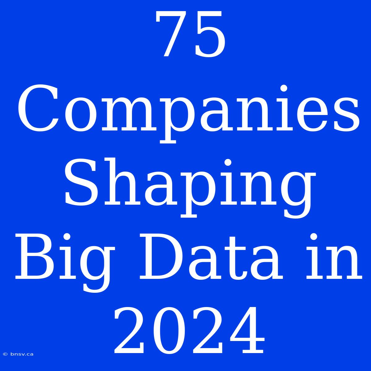 75 Companies Shaping Big Data In 2024