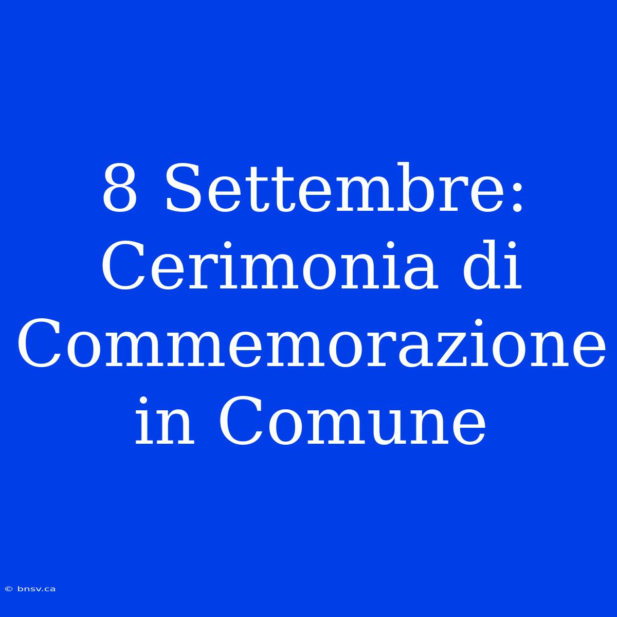 8 Settembre: Cerimonia Di Commemorazione In Comune