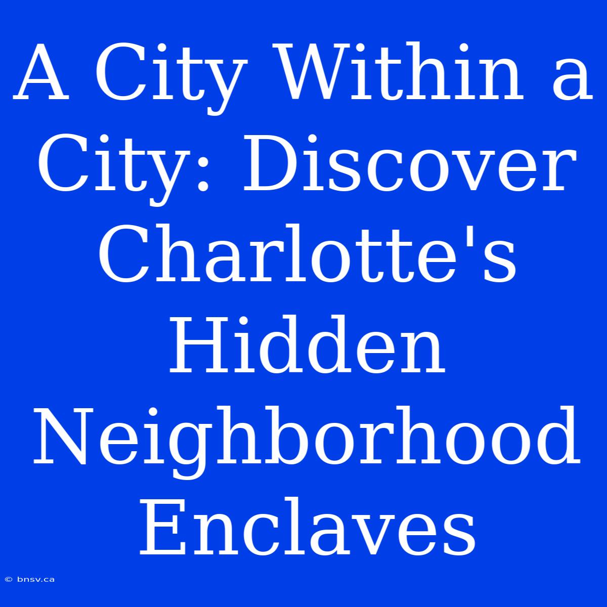 A City Within A City: Discover Charlotte's Hidden Neighborhood Enclaves