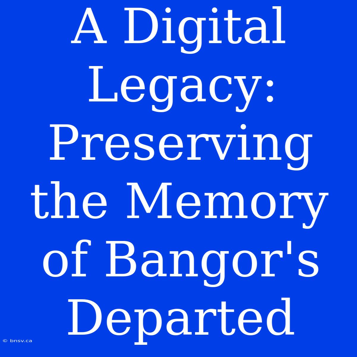 A Digital Legacy: Preserving The Memory Of Bangor's Departed