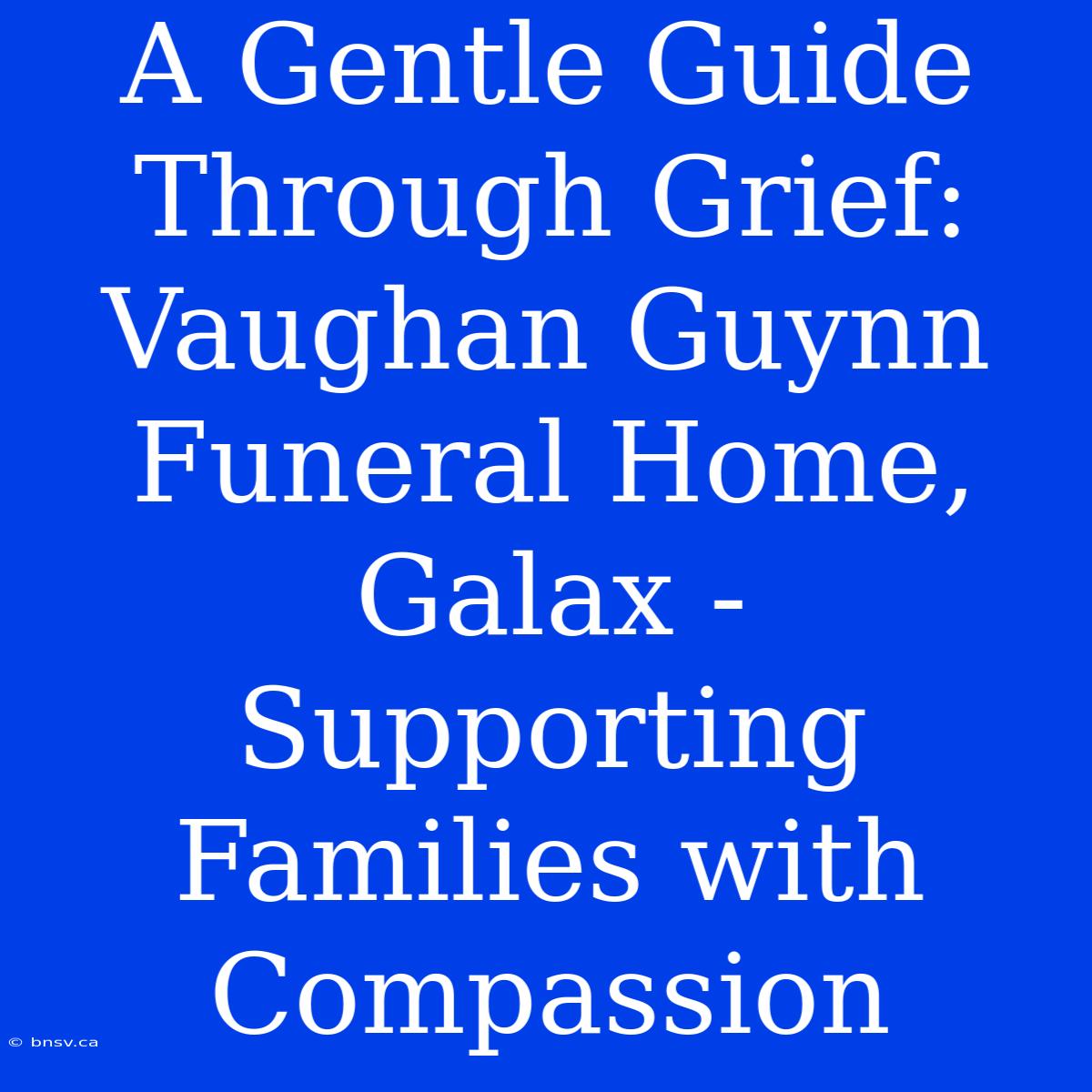 A Gentle Guide Through Grief: Vaughan Guynn Funeral Home, Galax - Supporting Families With Compassion