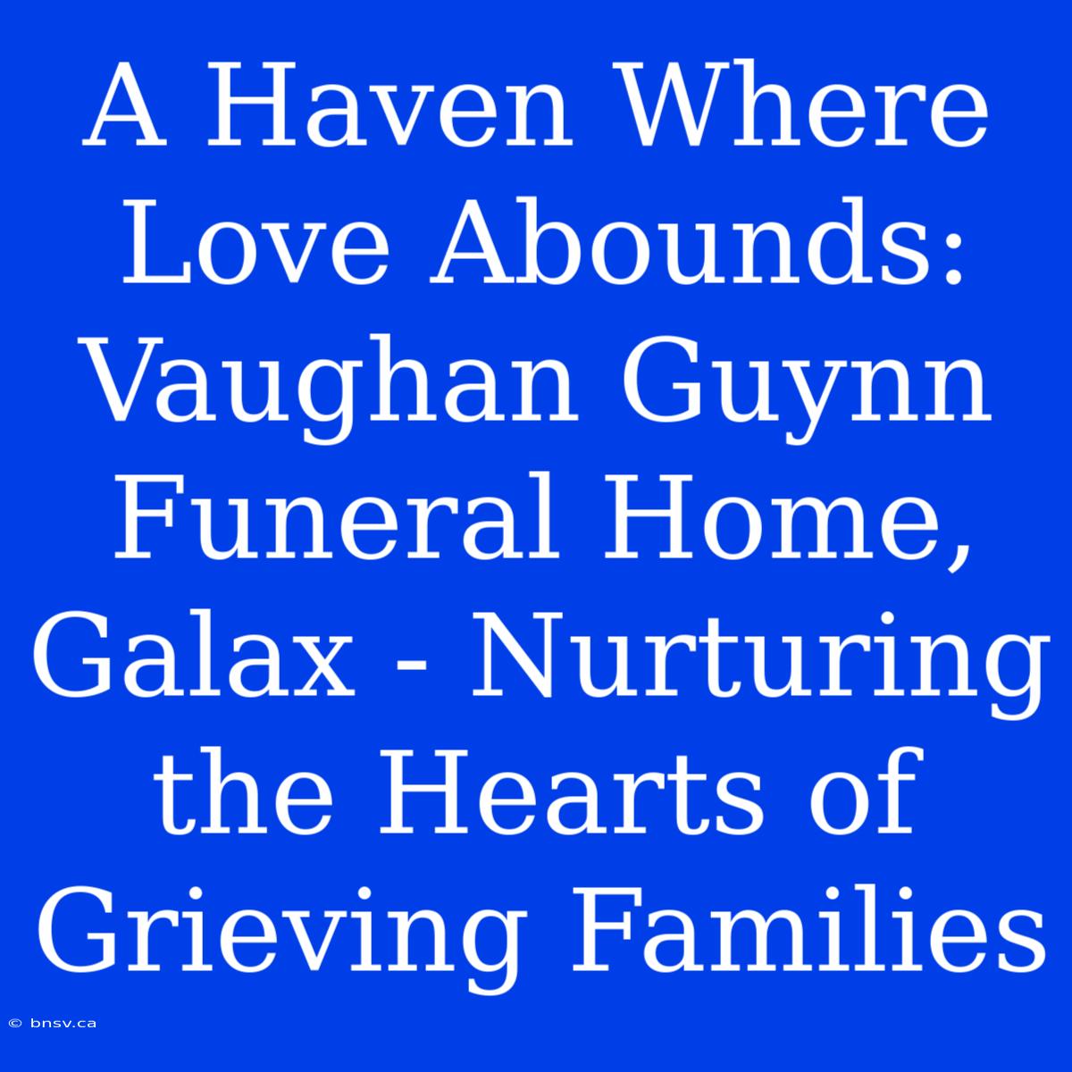 A Haven Where Love Abounds: Vaughan Guynn Funeral Home, Galax - Nurturing The Hearts Of Grieving Families