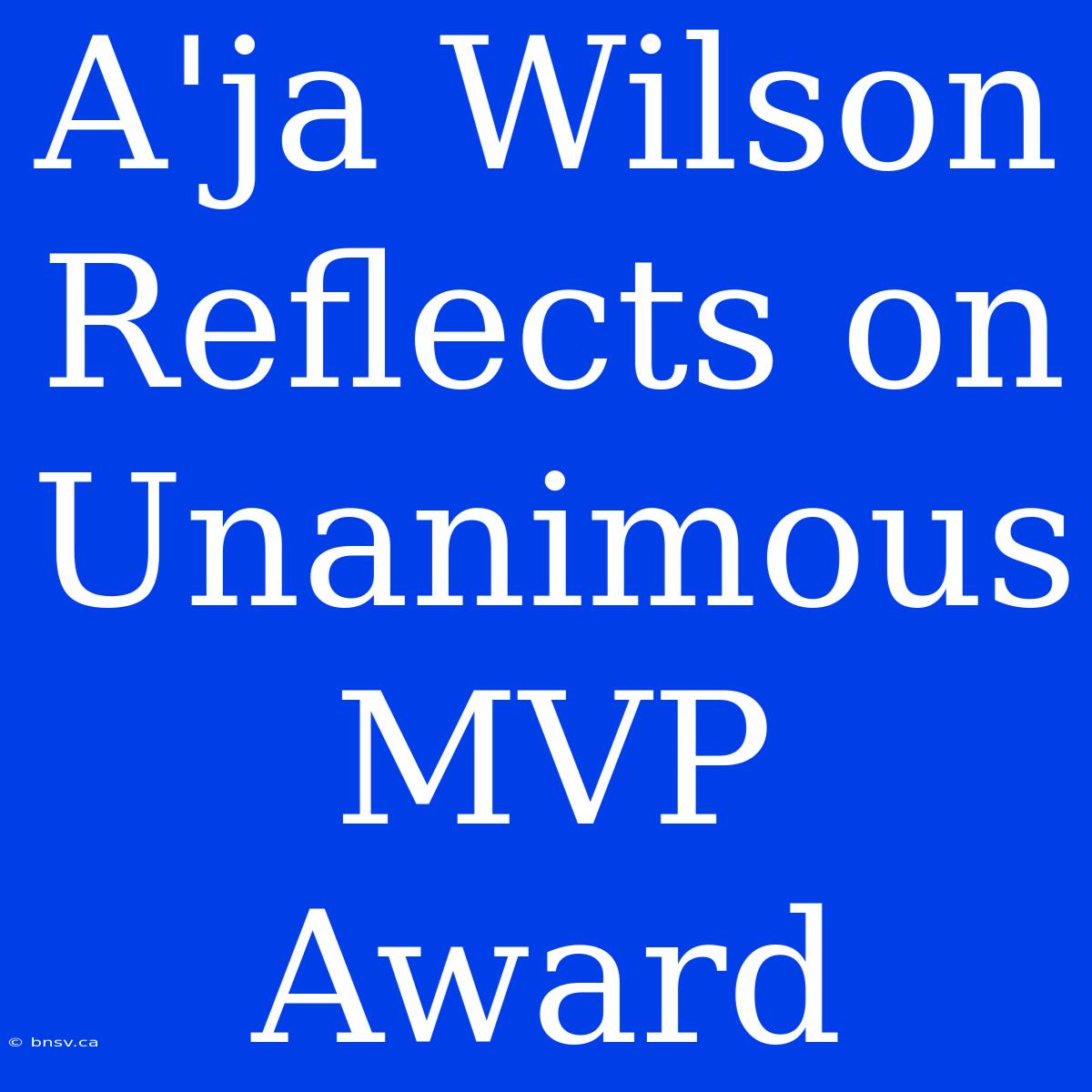 A'ja Wilson Reflects On Unanimous MVP Award