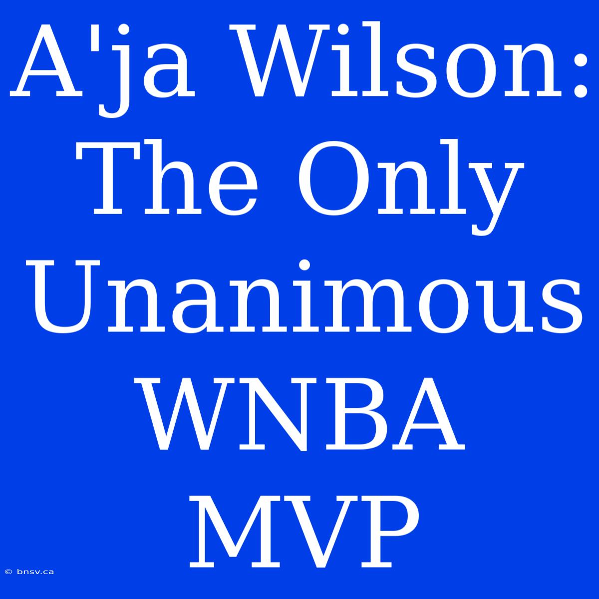 A'ja Wilson: The Only Unanimous WNBA MVP