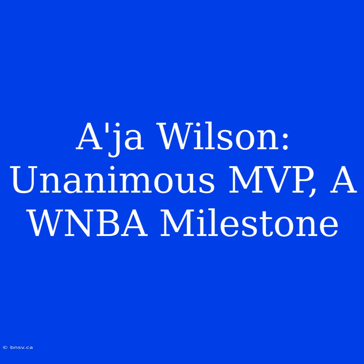 A'ja Wilson: Unanimous MVP, A WNBA Milestone