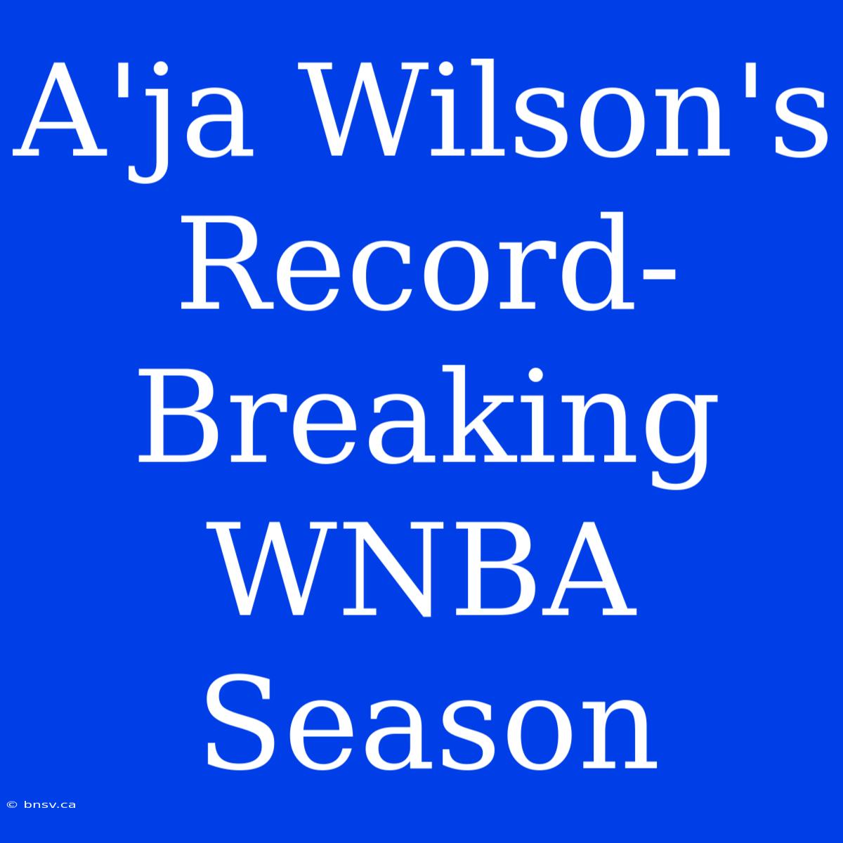 A'ja Wilson's Record-Breaking WNBA Season