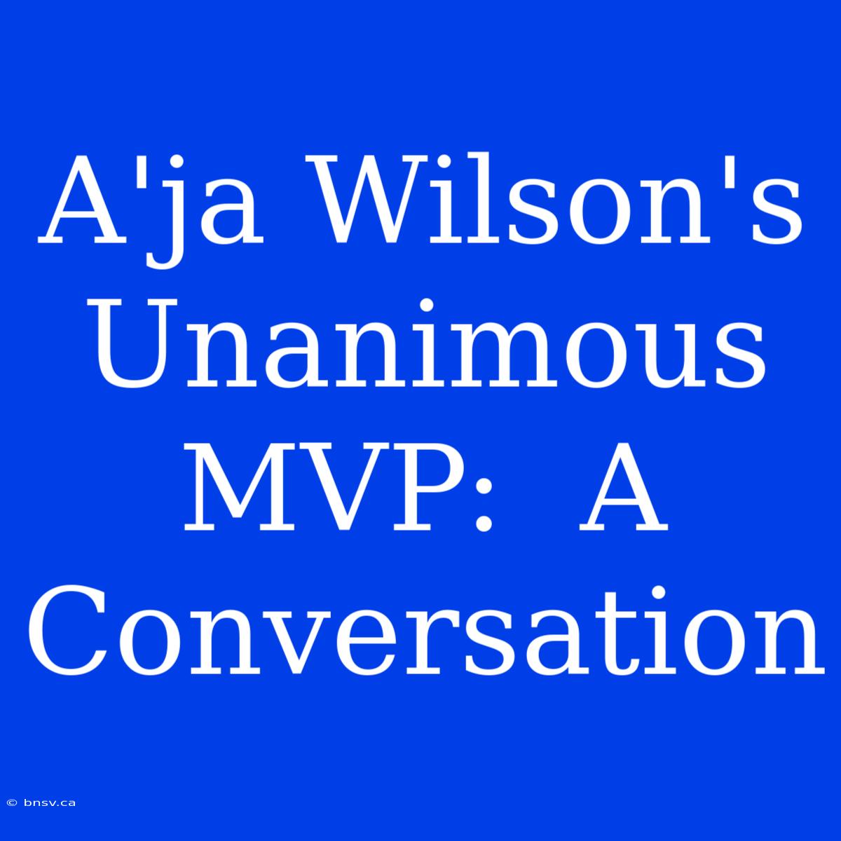 A'ja Wilson's Unanimous MVP:  A Conversation