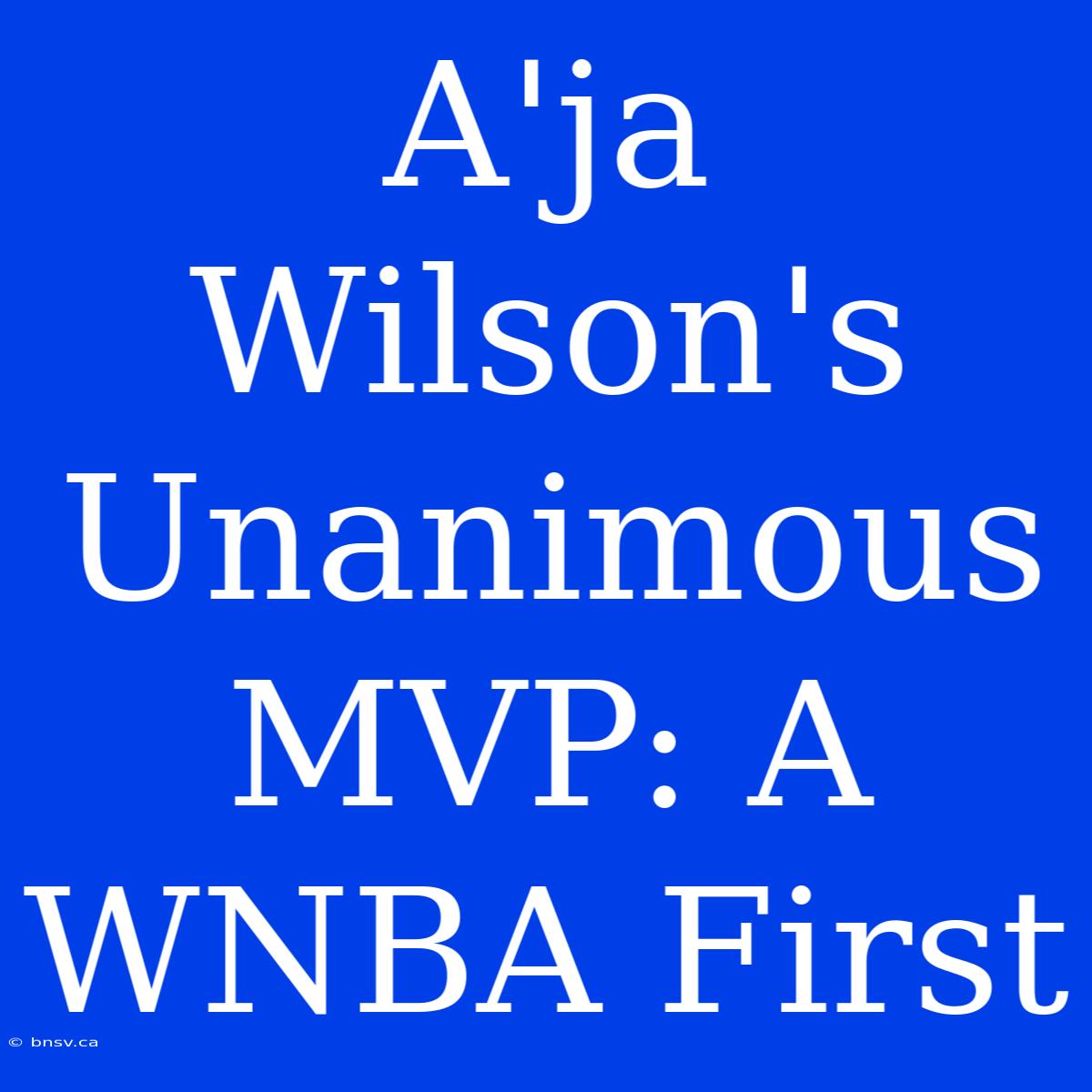 A'ja Wilson's Unanimous MVP: A WNBA First