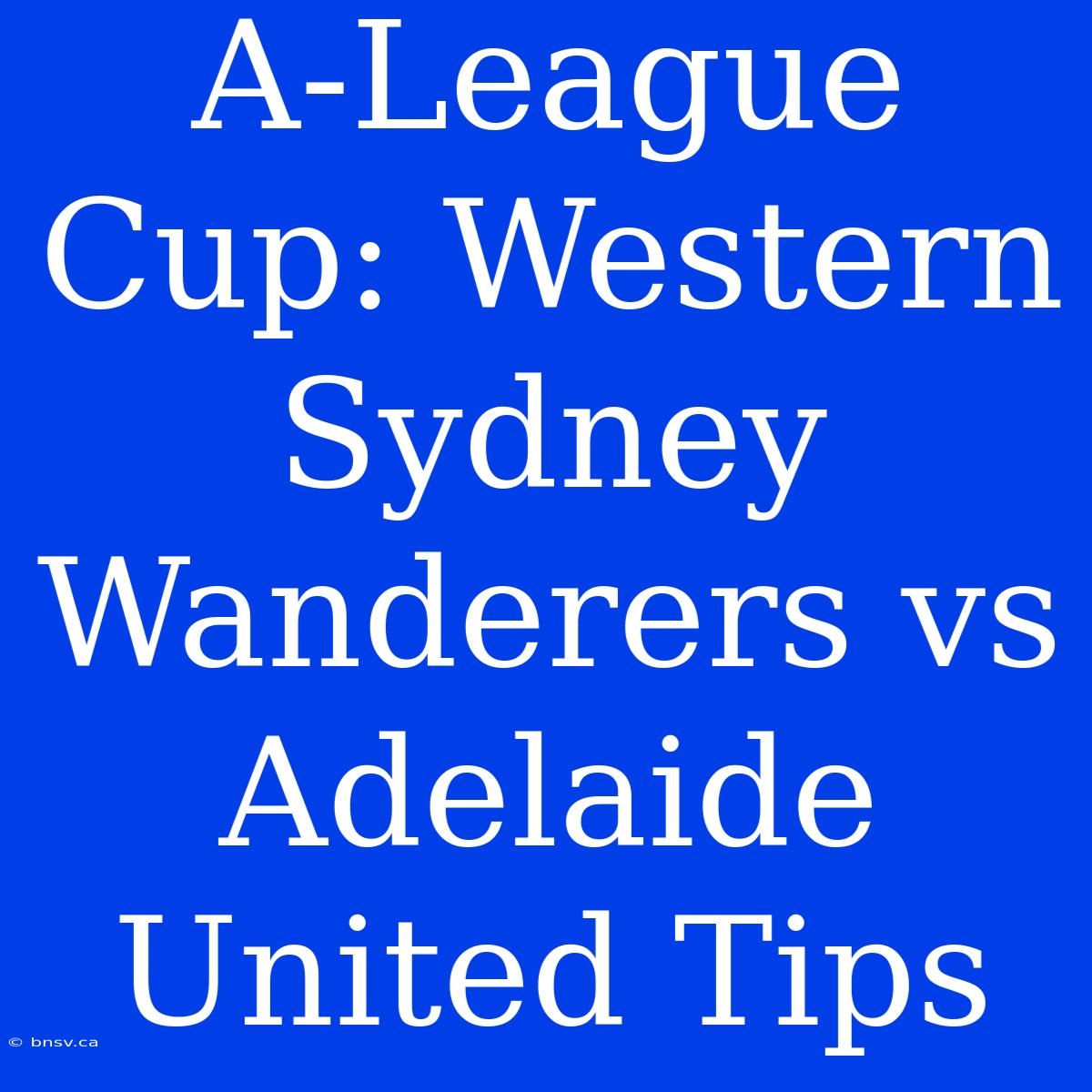 A-League Cup: Western Sydney Wanderers Vs Adelaide United Tips