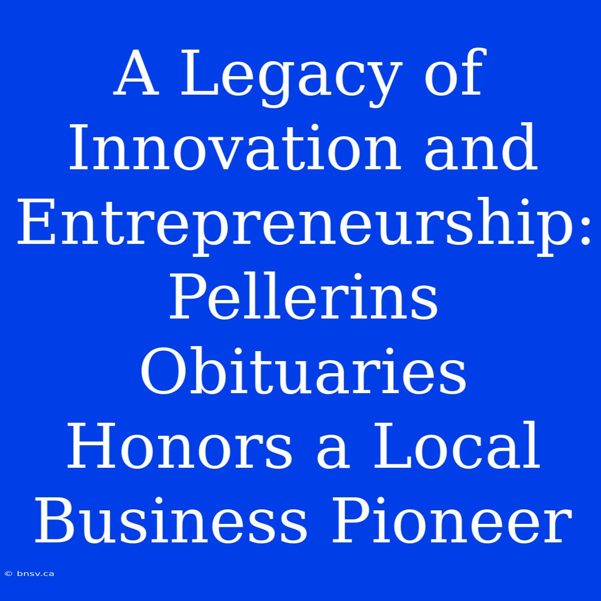 A Legacy Of Innovation And Entrepreneurship: Pellerins Obituaries Honors A Local Business Pioneer