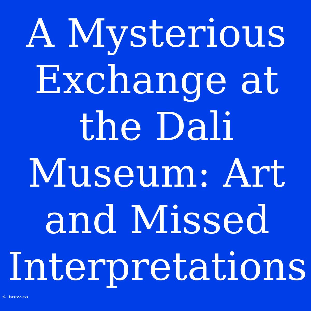 A Mysterious Exchange At The Dali Museum: Art And Missed Interpretations