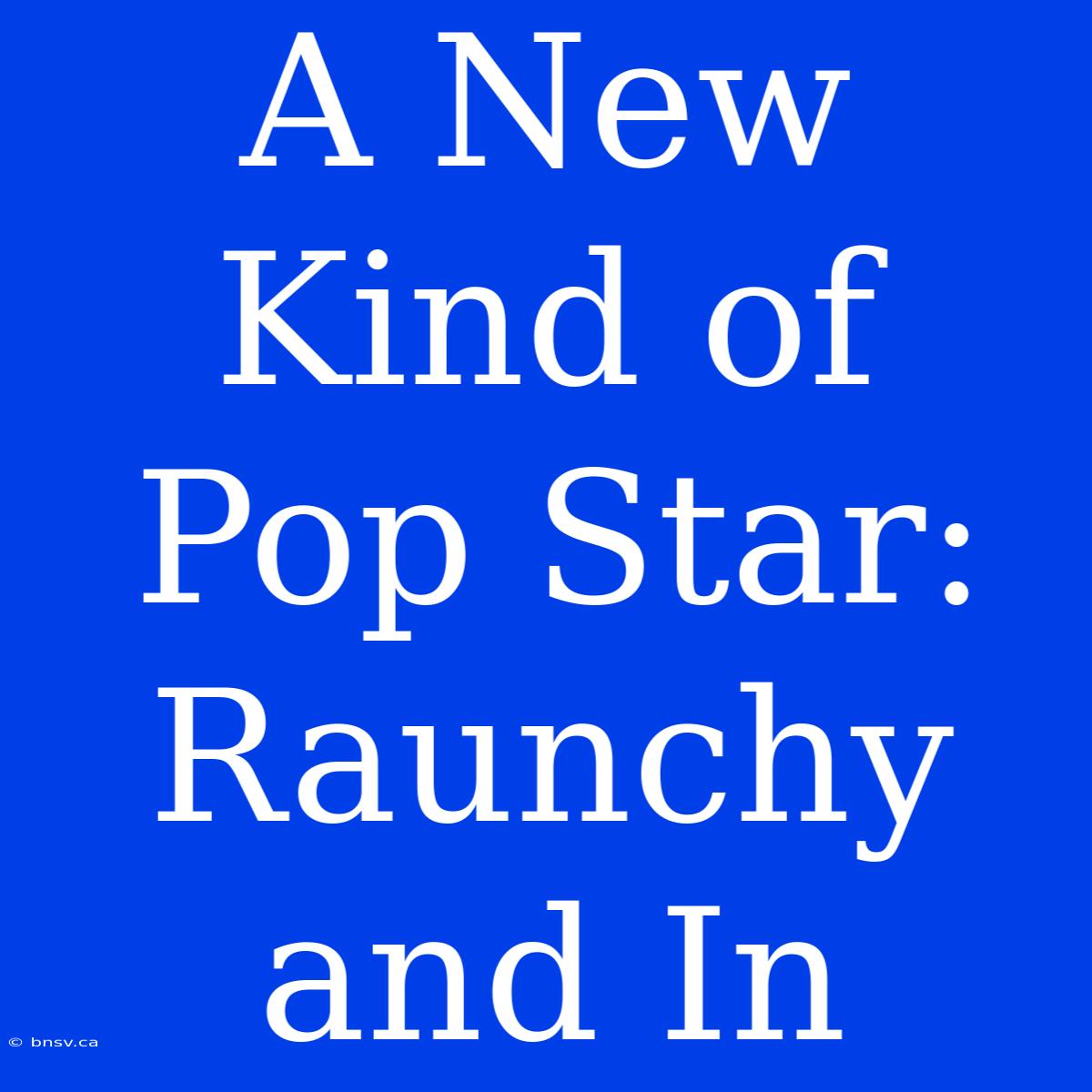 A New Kind Of Pop Star: Raunchy And In