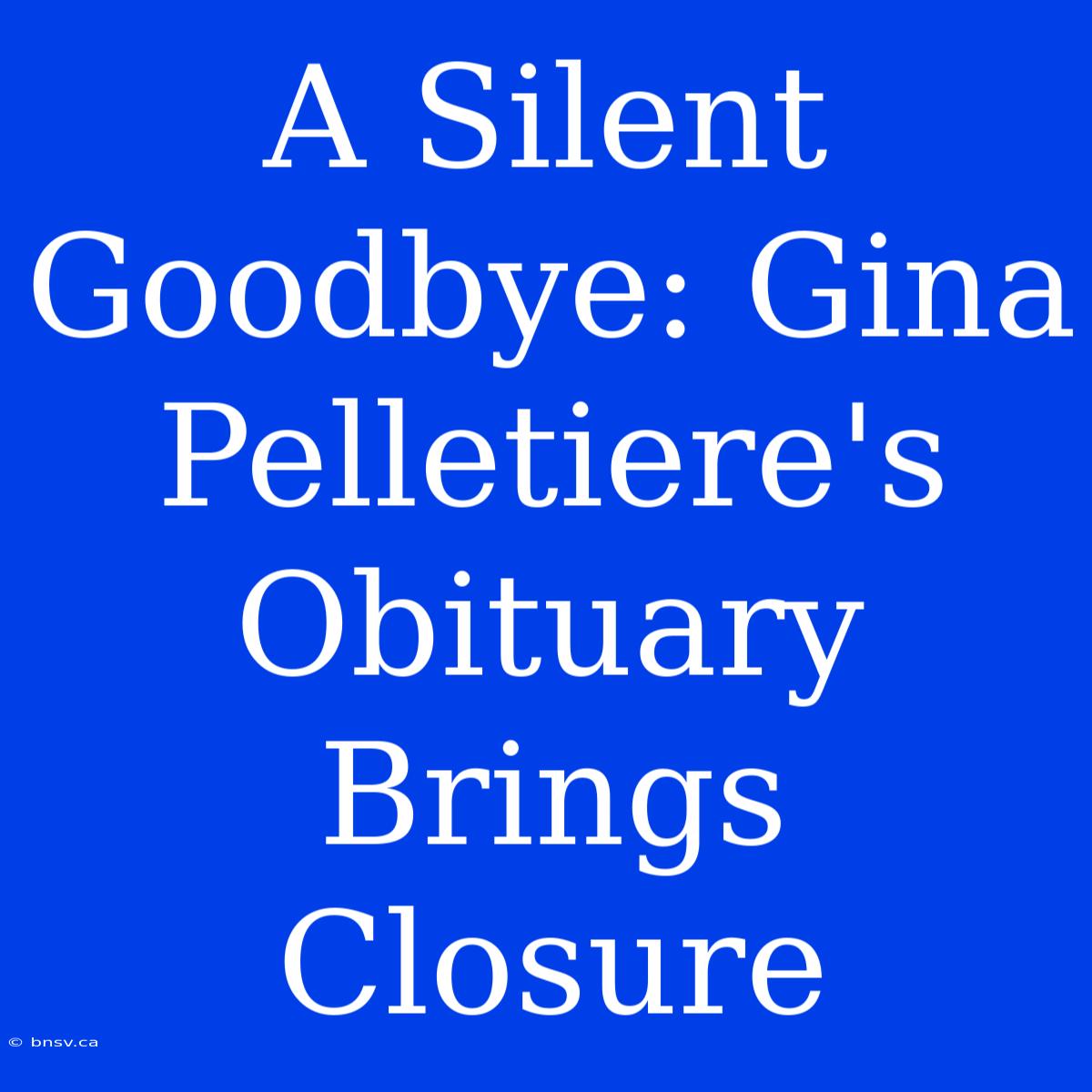 A Silent Goodbye: Gina Pelletiere's Obituary Brings Closure