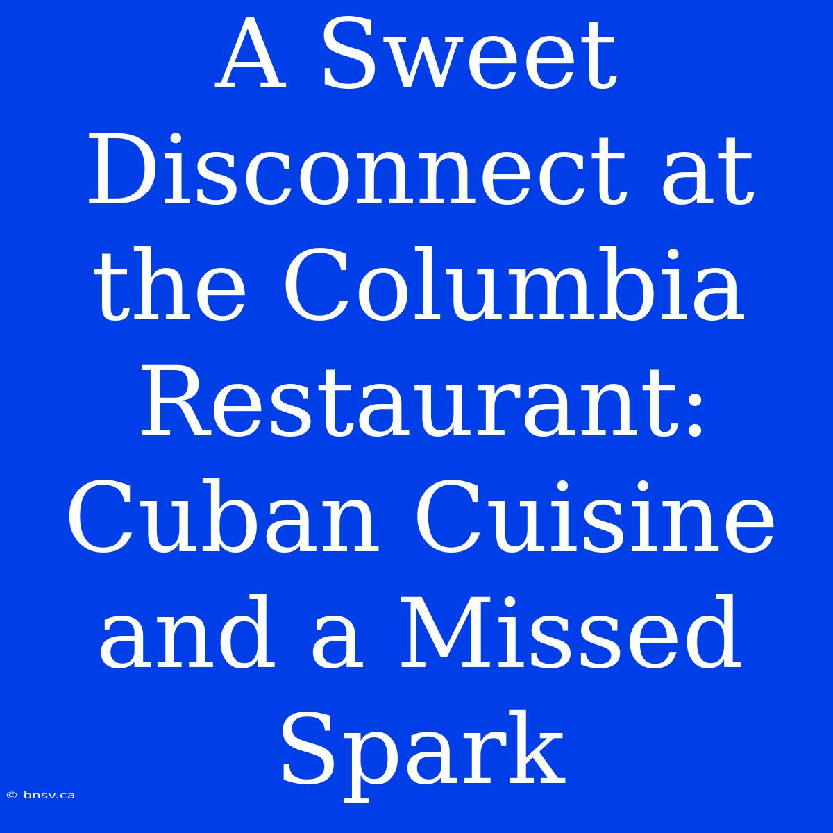 A Sweet Disconnect At The Columbia Restaurant: Cuban Cuisine And A Missed Spark