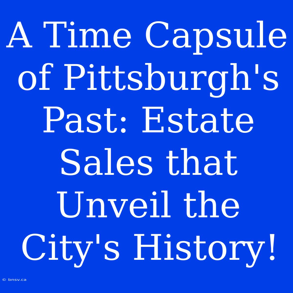 A Time Capsule Of Pittsburgh's Past: Estate Sales That Unveil The City's History!