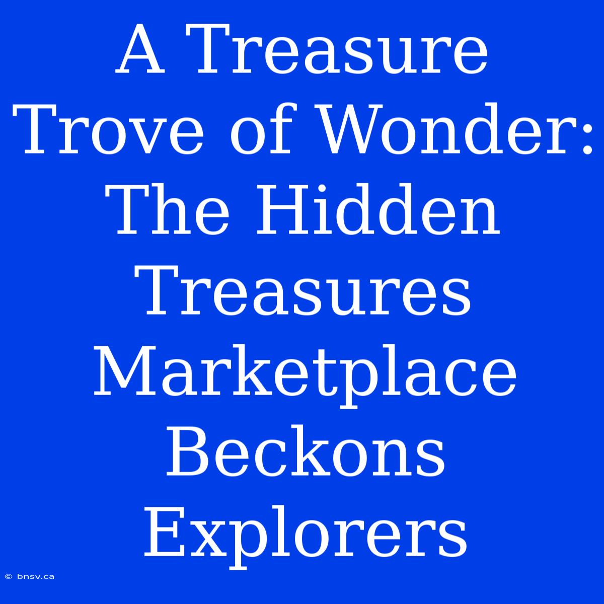 A Treasure Trove Of Wonder: The Hidden Treasures Marketplace Beckons Explorers