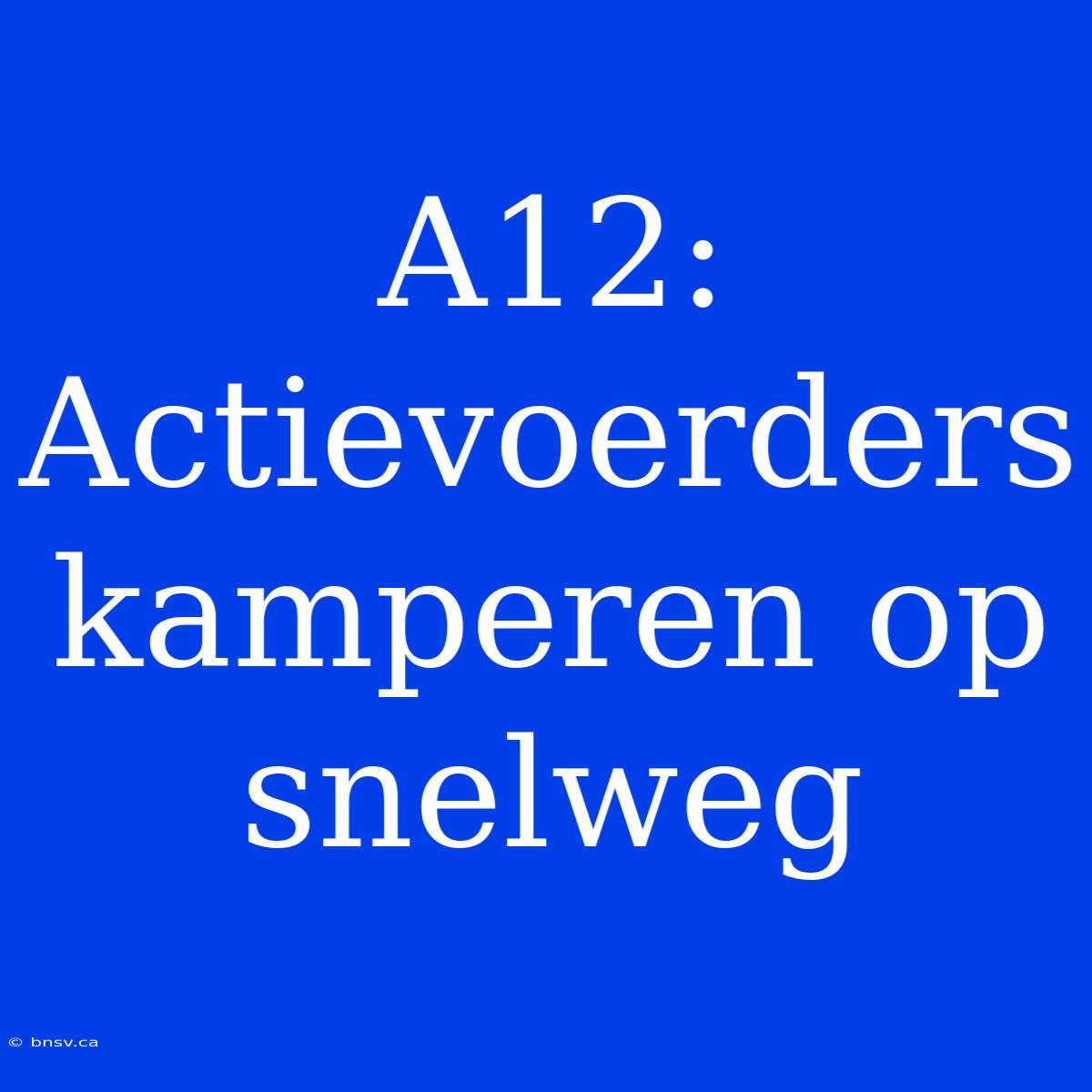 A12: Actievoerders Kamperen Op Snelweg