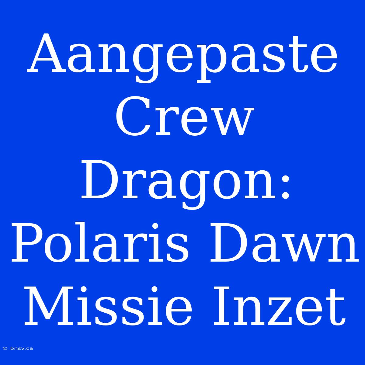 Aangepaste Crew Dragon: Polaris Dawn Missie Inzet