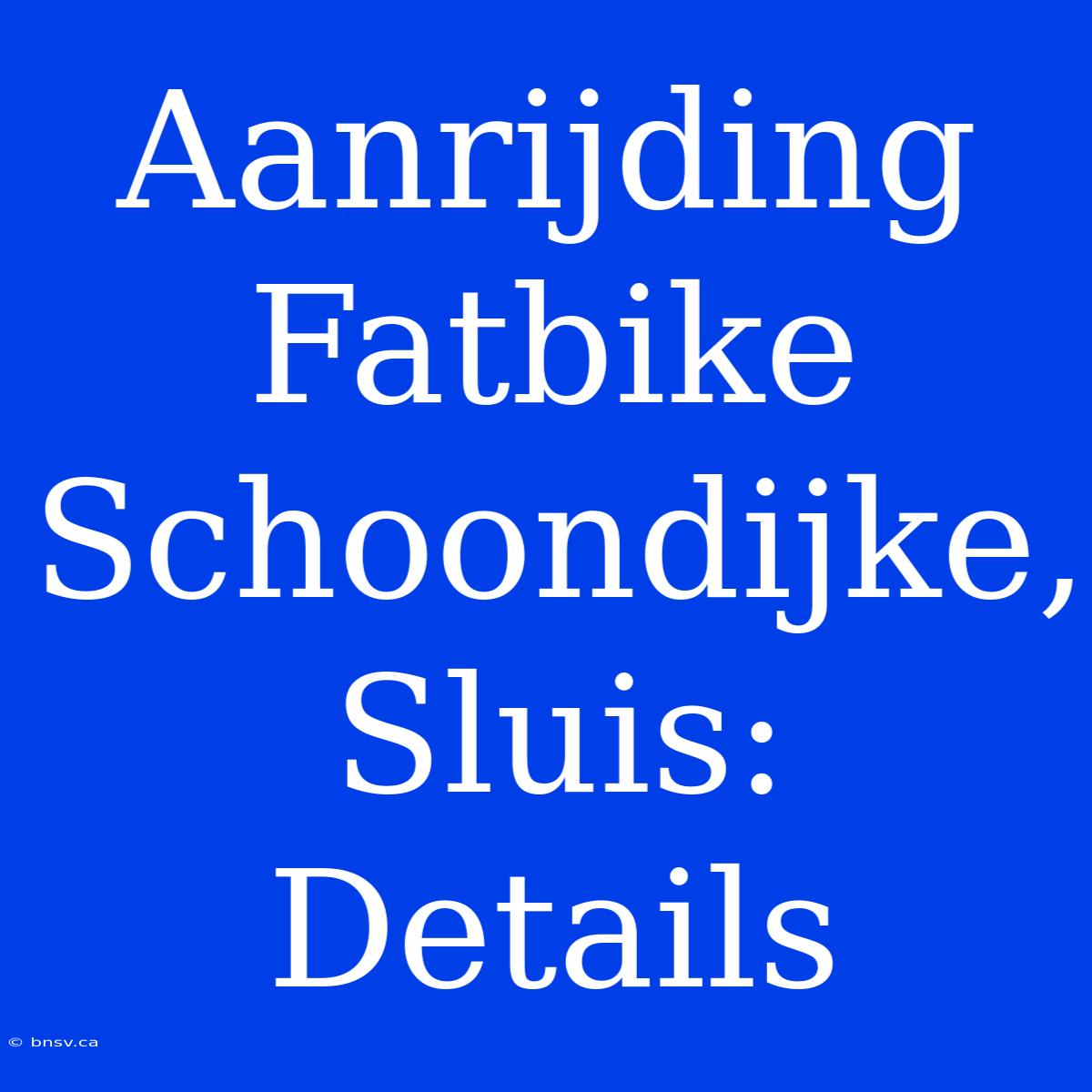 Aanrijding Fatbike Schoondijke, Sluis: Details