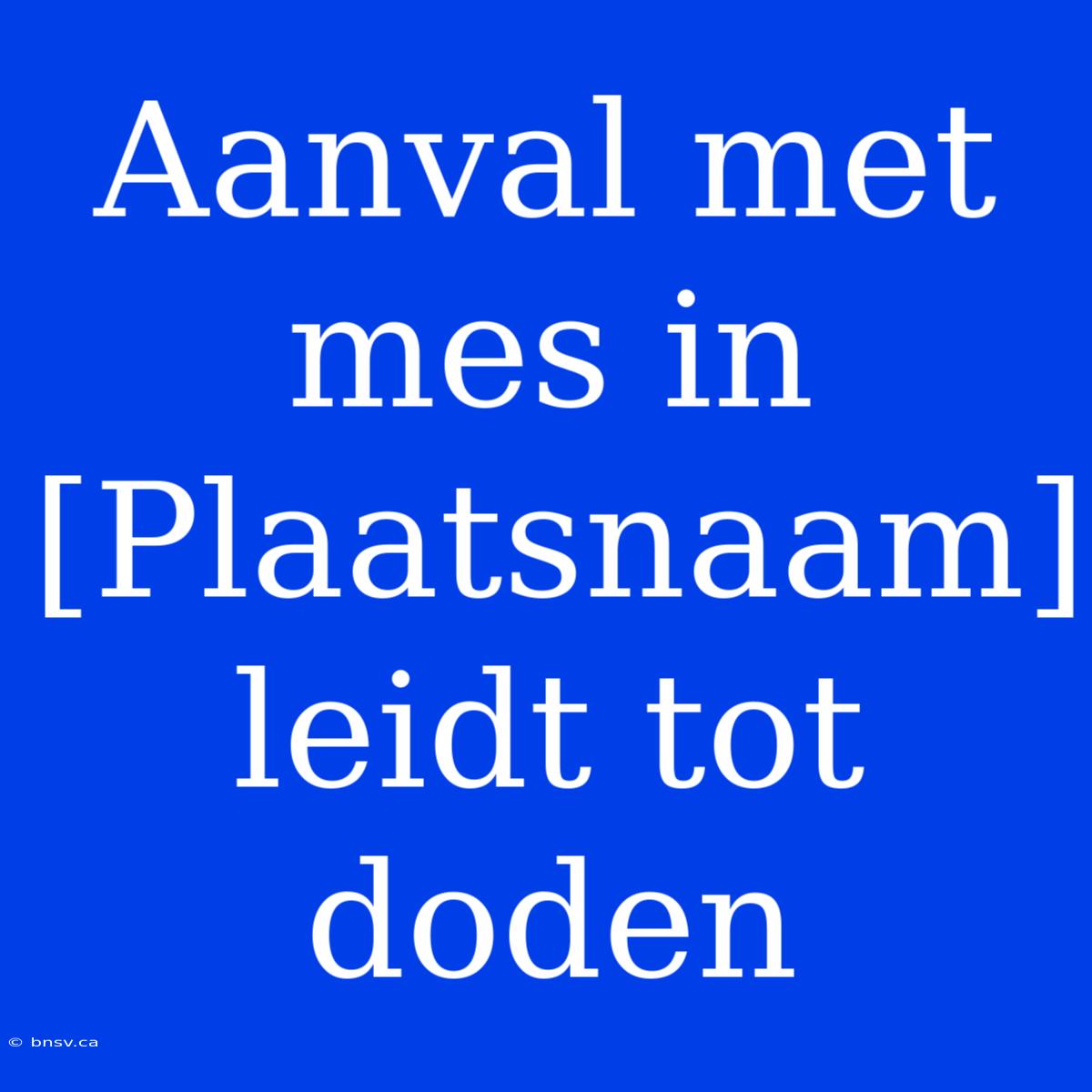 Aanval Met Mes In [Plaatsnaam] Leidt Tot Doden