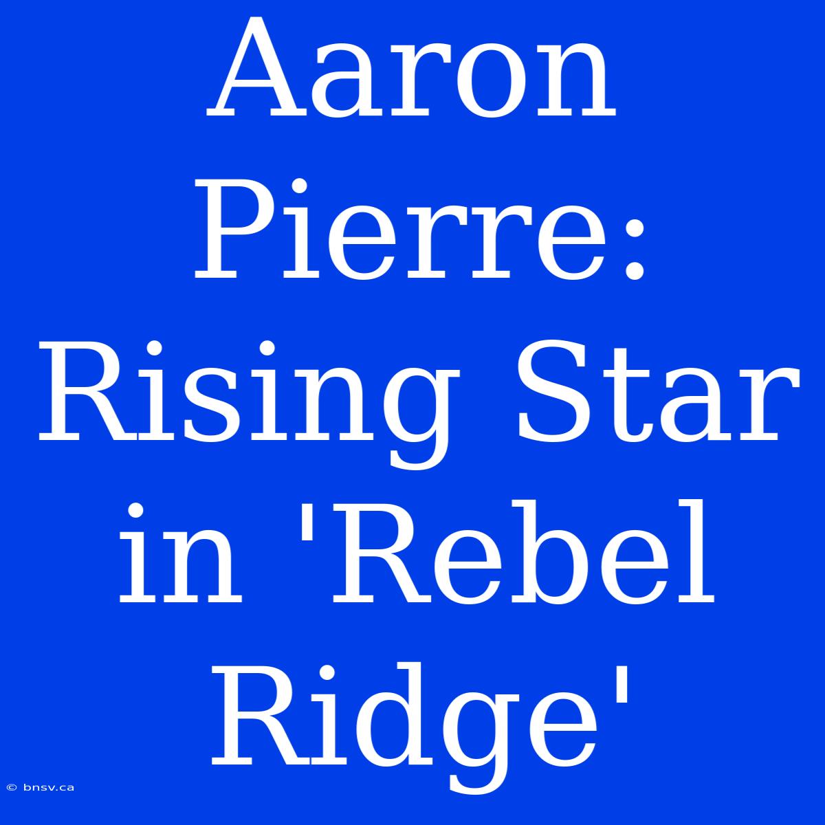 Aaron Pierre: Rising Star In 'Rebel Ridge'