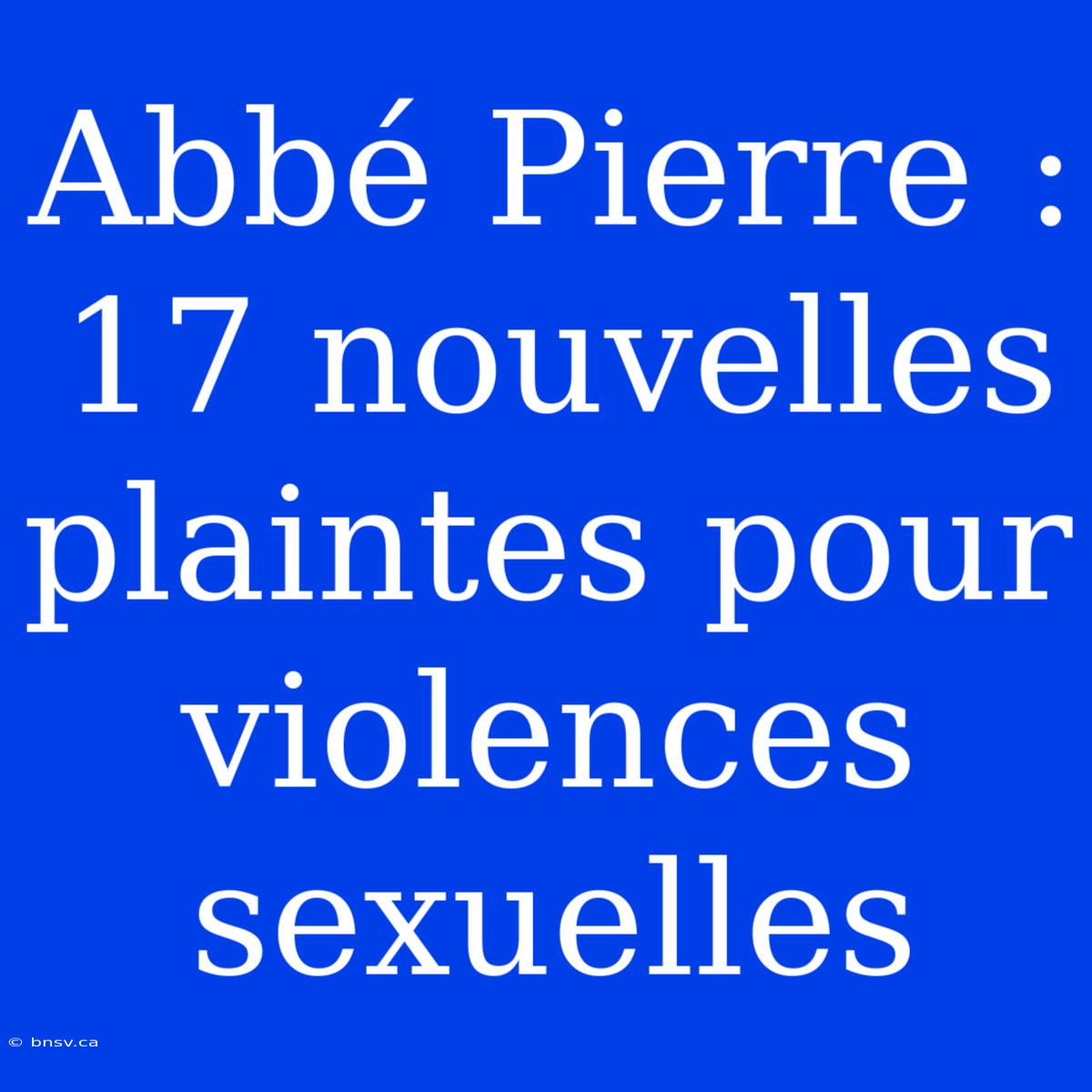 Abbé Pierre : 17 Nouvelles Plaintes Pour Violences Sexuelles