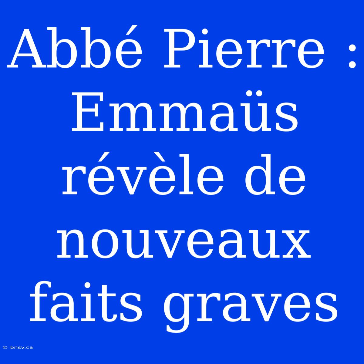 Abbé Pierre : Emmaüs Révèle De Nouveaux Faits Graves