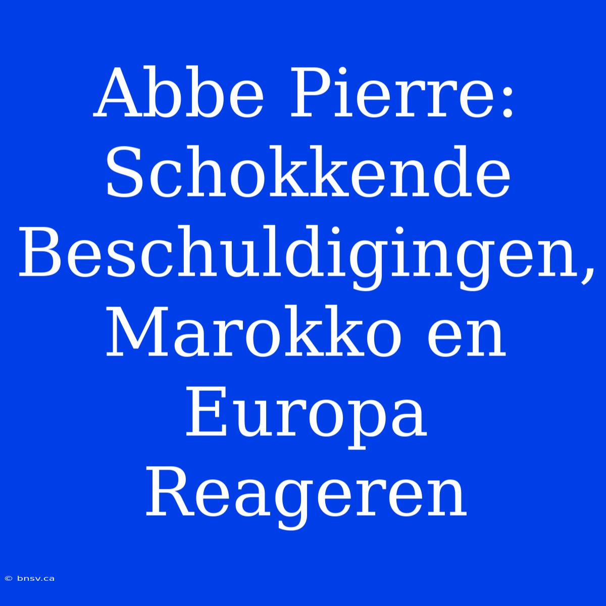 Abbe Pierre: Schokkende Beschuldigingen, Marokko En Europa Reageren