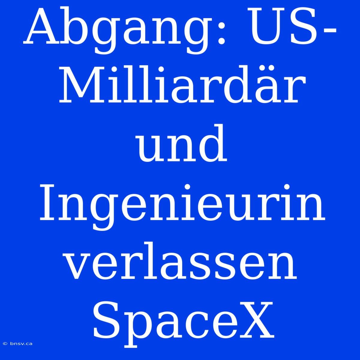 Abgang: US-Milliardär Und Ingenieurin Verlassen SpaceX