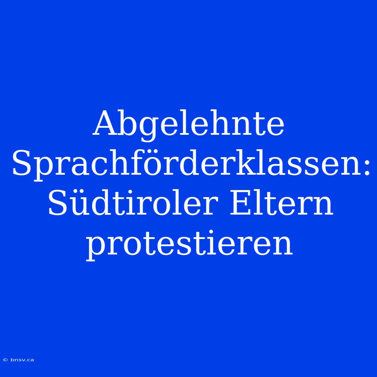 Abgelehnte Sprachförderklassen: Südtiroler Eltern Protestieren