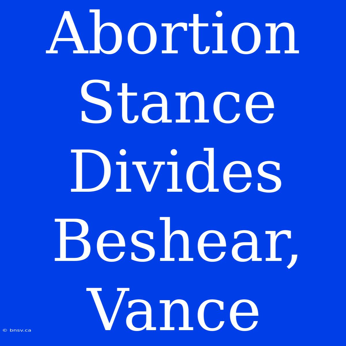 Abortion Stance Divides Beshear, Vance