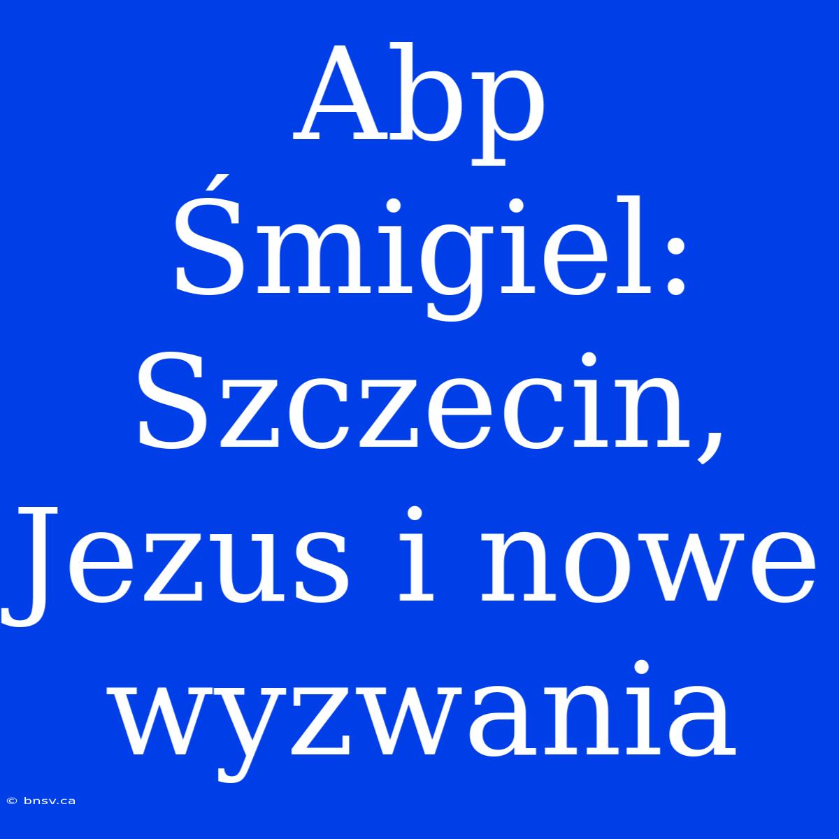 Abp Śmigiel: Szczecin, Jezus I Nowe Wyzwania