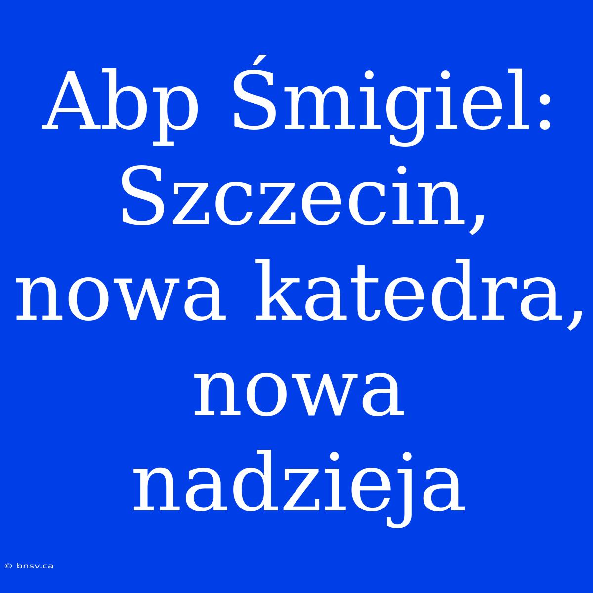 Abp Śmigiel: Szczecin, Nowa Katedra, Nowa Nadzieja